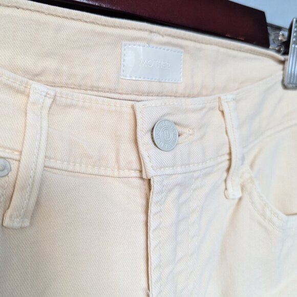 MOTHER Insider Crop Step Fray Jeans | Ivory "Chalk It Up" | Designer Denim - Picture 4 of 16